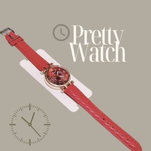 Baob Elegant Red Women's Analog Watch – Star & Moon Design