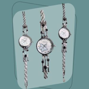 FEMALE Elegant Silver Bracelet Women's Watch – Floral Dial Design