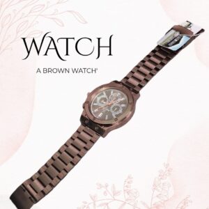 Men’s Premium Analog Wrist Watch – Brown Stainless Steel Strap