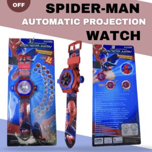 Spider-Man Automatic Projection Watch for Kids – 24 Image Projector with Digital Time Display