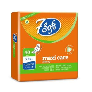 7 Soft Maxi Care Cottony Sanitary Pads – XXXL Size | 40 Pads | High Absorbent with Gel Technology | Extra Long | Aloe Vera | Cottony Soft Cover | Leak-Proof Comfort