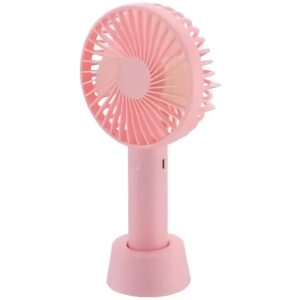 Mini Portable USB Rechargeable Handheld Fan with LED Light – Pink | Desktop & Travel Use | Low Noise | Lightweight & Compact