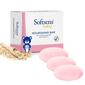 Softsens Baby Nourishing Bar – Pack of 3 (100g Each) – Total 300g – With Colloidal Oatmeal & Vitamin E | Allergen-Free Floral Fragrance